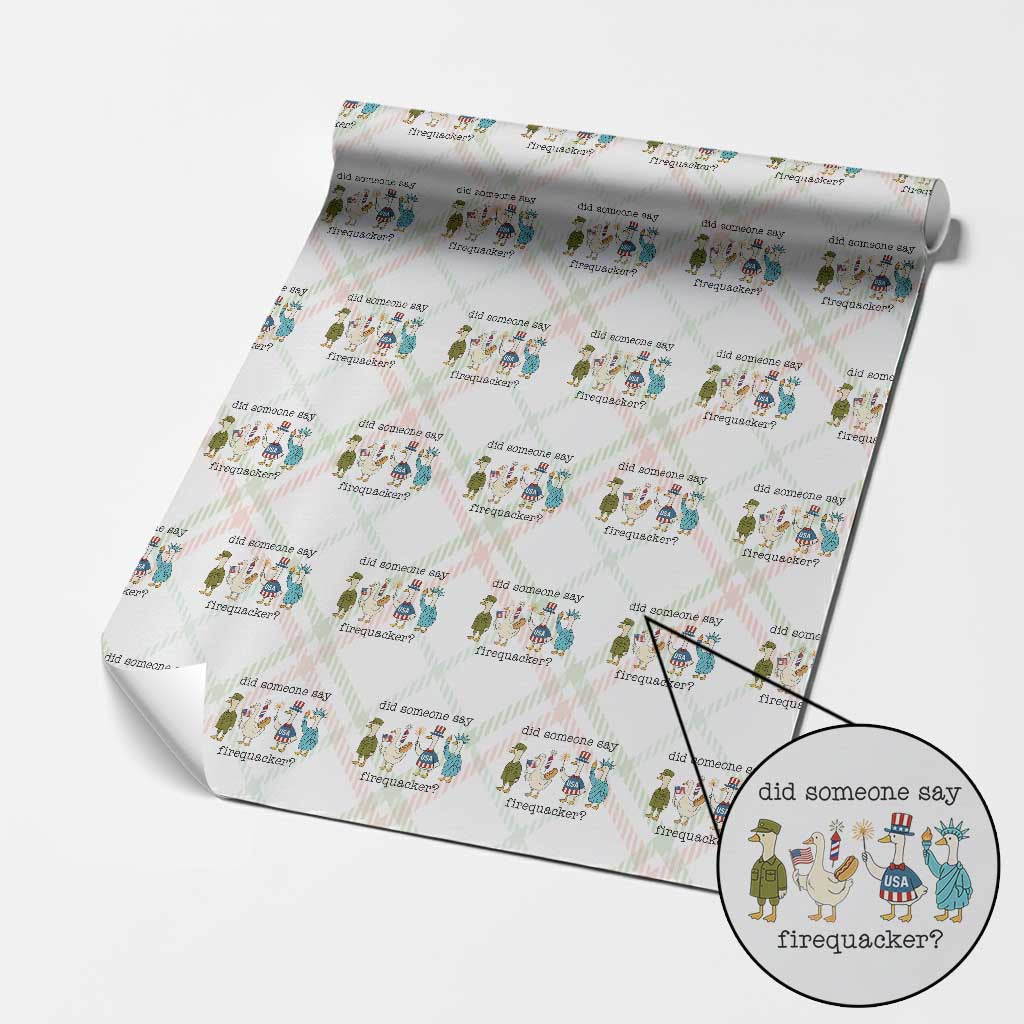 Funny Duck 4th Of July Wrapping Paper Roll Did Someone Say Firequacker