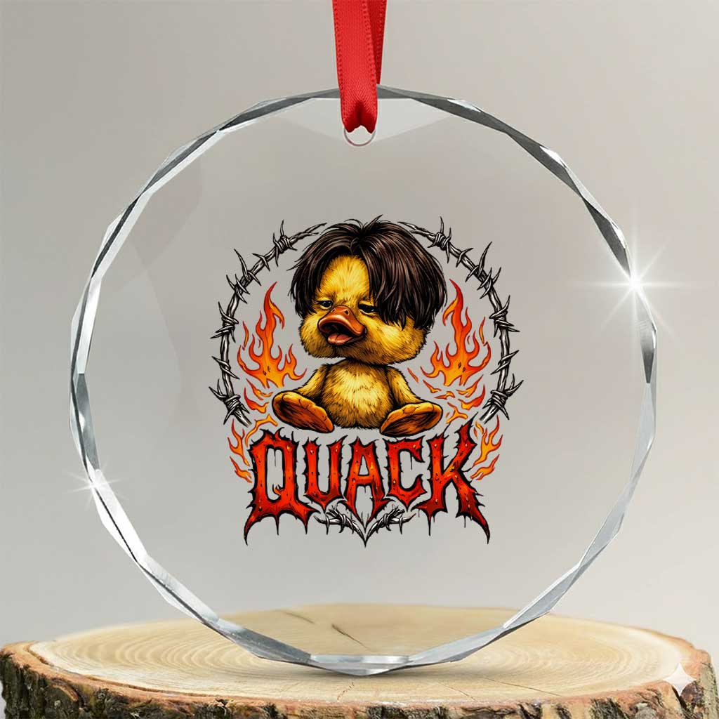 Funny Duck Metal Concert Crystal Glass Ornament Rock Band Quack Meme TS14 Transparent Glass 3'' Circle Print Your Wear