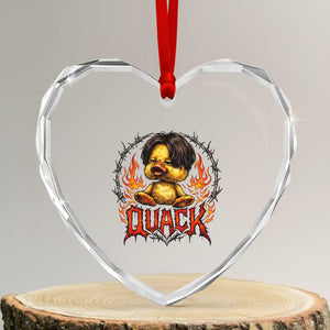 Funny Duck Metal Concert Heart Crystal Glass Ornament Rock Band Quack Meme TS14 Transparent Glass 3'' Heart Print Your Wear