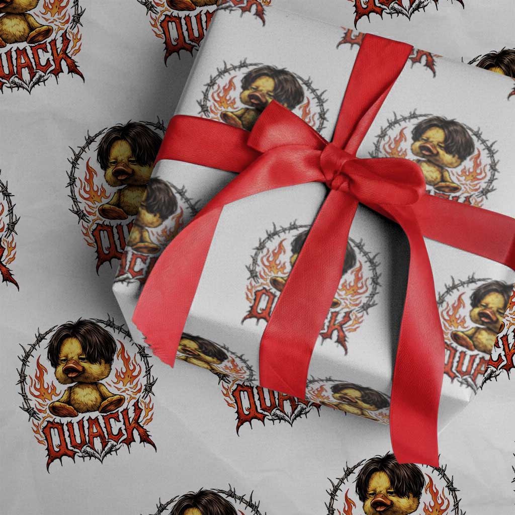 Funny Duck Metal Concert Wrapping Paper Roll Rock Band Quack Meme TS14 White Print Your Wear