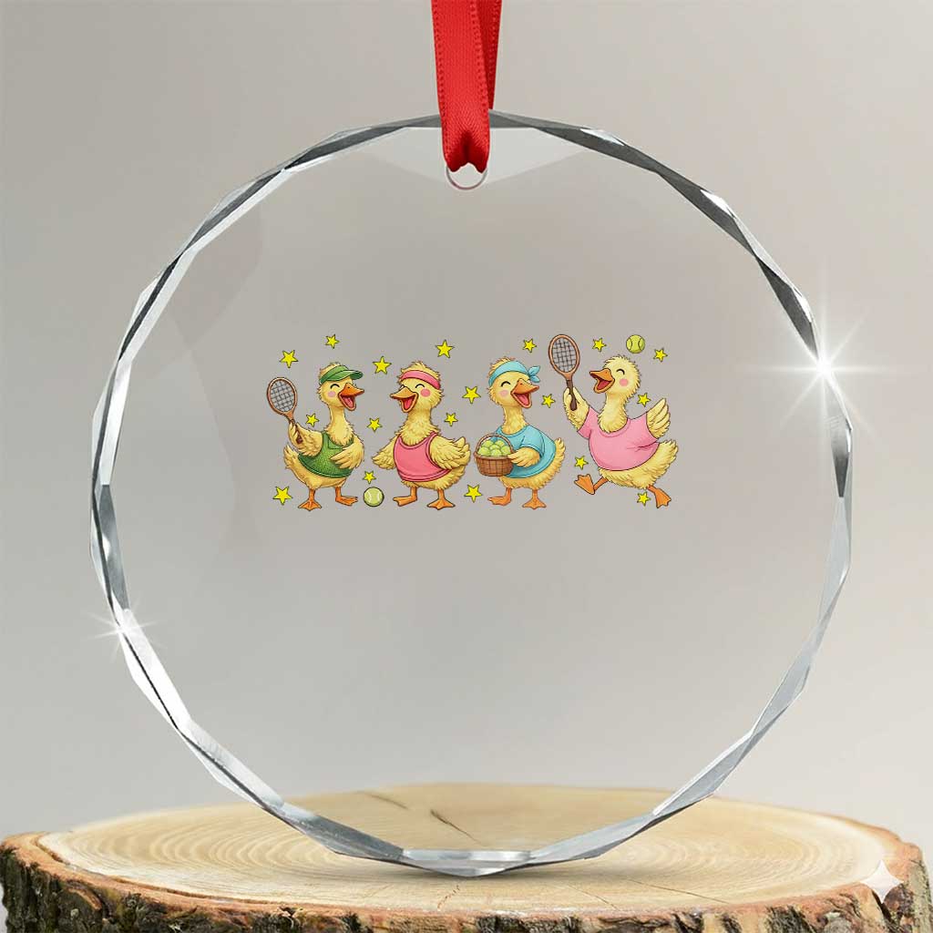 Funny Duck Playing Tennis Crystal Glass Ornament Farm Animal Lover TS12 Transparent Glass 3'' Circle Print Your Wear