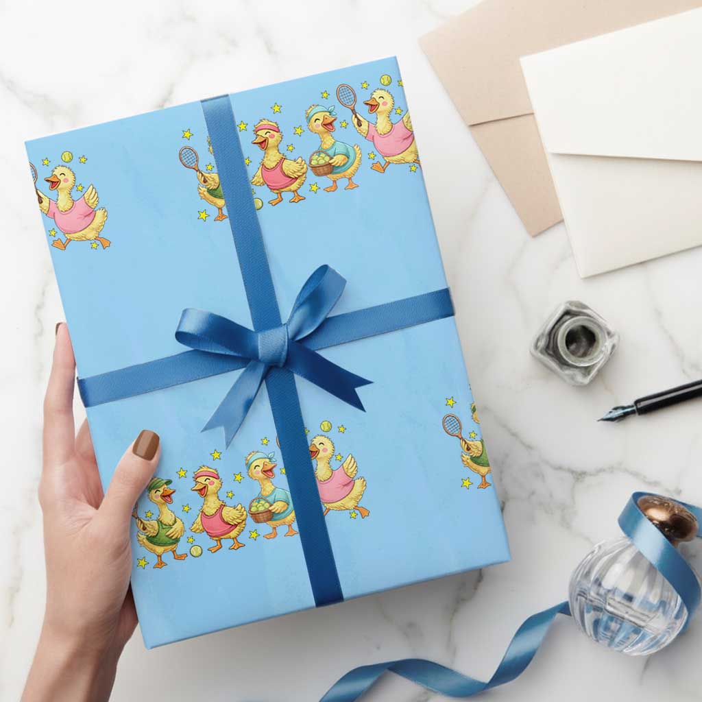 Funny Duck Playing Tennis Wrapping Paper Roll Farm Animal Lover TS12 Light Blue Print Your Wear