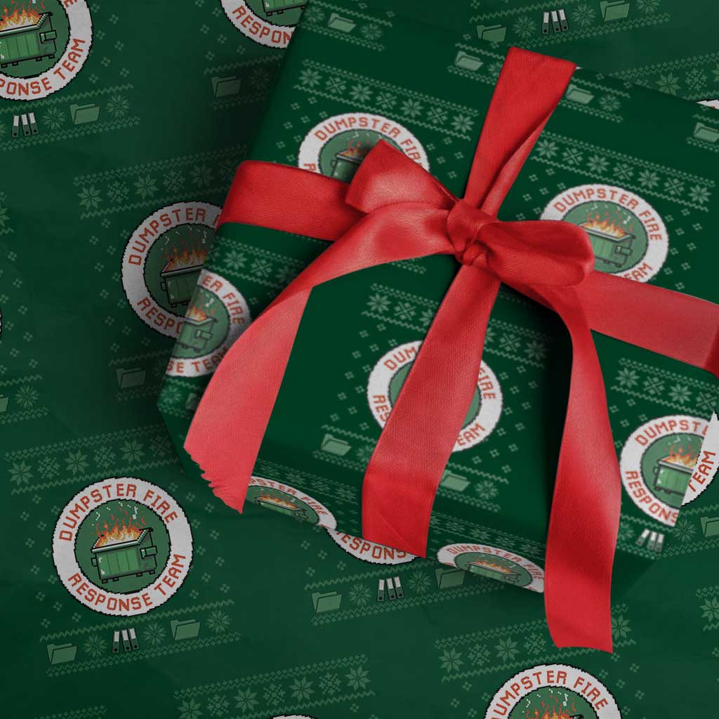 Funny Dumpster Fire Response Team Wrapping Paper Roll Office Party Holiday Chaos Humor TS02 Green Print Your Wear