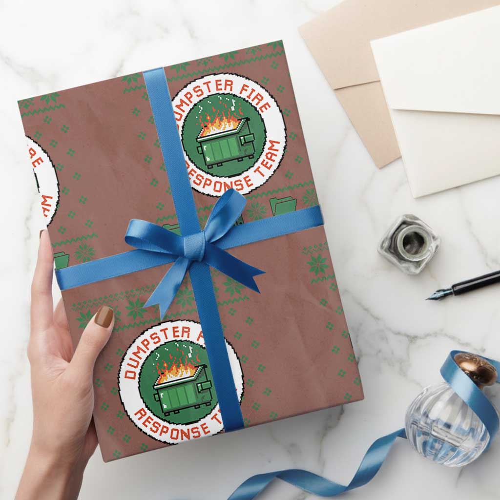 Funny Dumpster Fire Response Team Wrapping Paper Roll Office Party Holiday Chaos Humor TS02 Mocha Print Your Wear