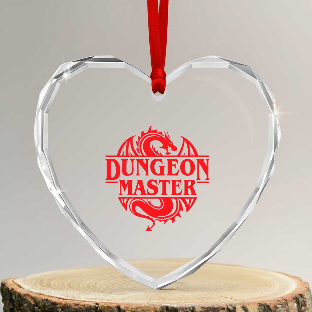 Funny Dungeon Master Heart Crystal Glass Ornament RPG Gamer D20 Tabletop Red Dragon TS11 Transparent Glass 3'' Heart Print Your Wear