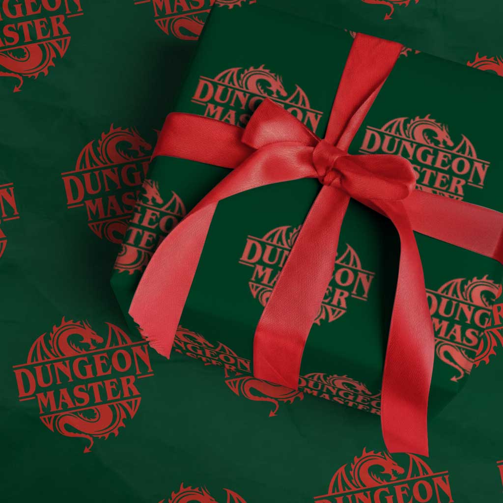 Funny Dungeon Master Wrapping Paper Roll RPG Gamer D20 Tabletop Red Dragon TS11 Green Print Your Wear