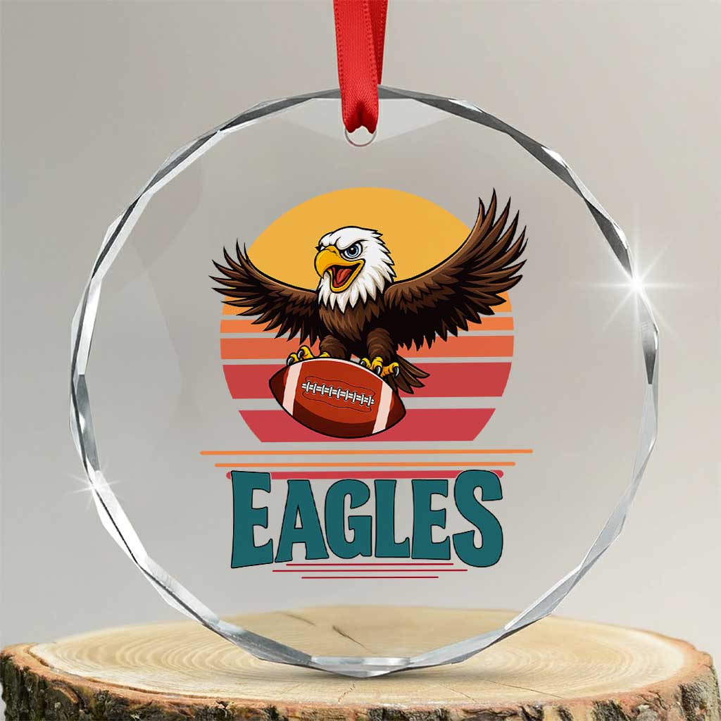 Funny Eagle Football Fan Crystal Glass Ornament Retro Vintage Style TS12 Transparent Glass 3'' Circle Print Your Wear