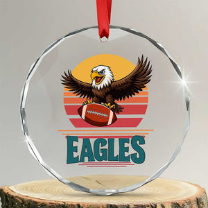 Funny Eagle Football Fan Crystal Glass Ornament Retro Vintage Style TS12 Transparent Glass 3'' Circle Print Your Wear