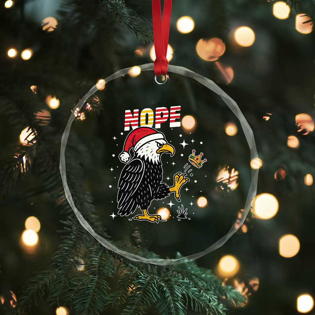 Funny Eagle No Kings In America Christmas 2025 Crystal Glass Ornament TS12 Print Your Wear