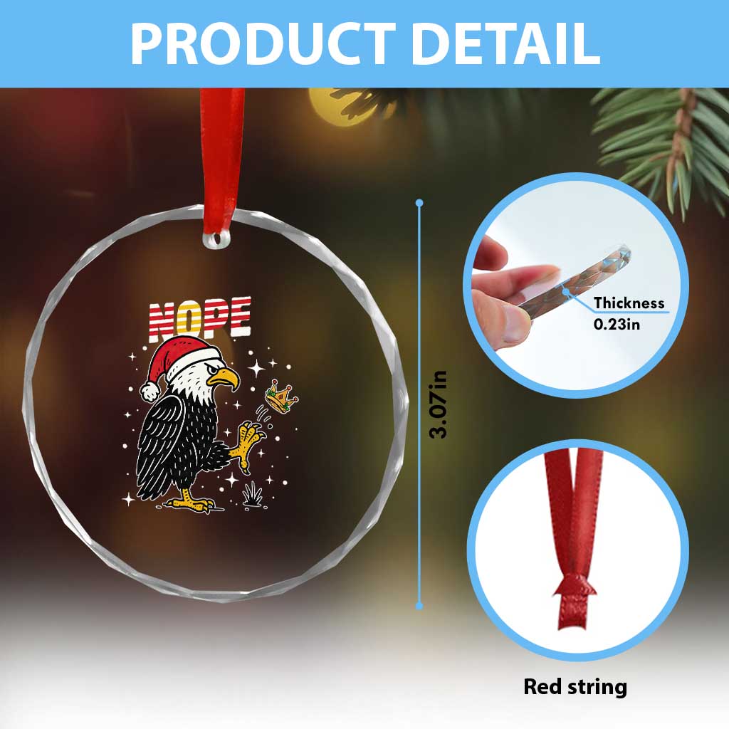 Funny Eagle No Kings In America Christmas 2025 Crystal Glass Ornament TS12 Print Your Wear