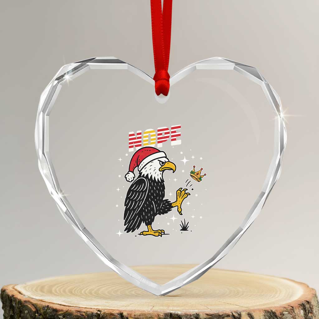 Funny Eagle No Kings In America Christmas 2025 Heart Crystal Glass Ornament TS12 Transparent Glass 3'' Heart Print Your Wear