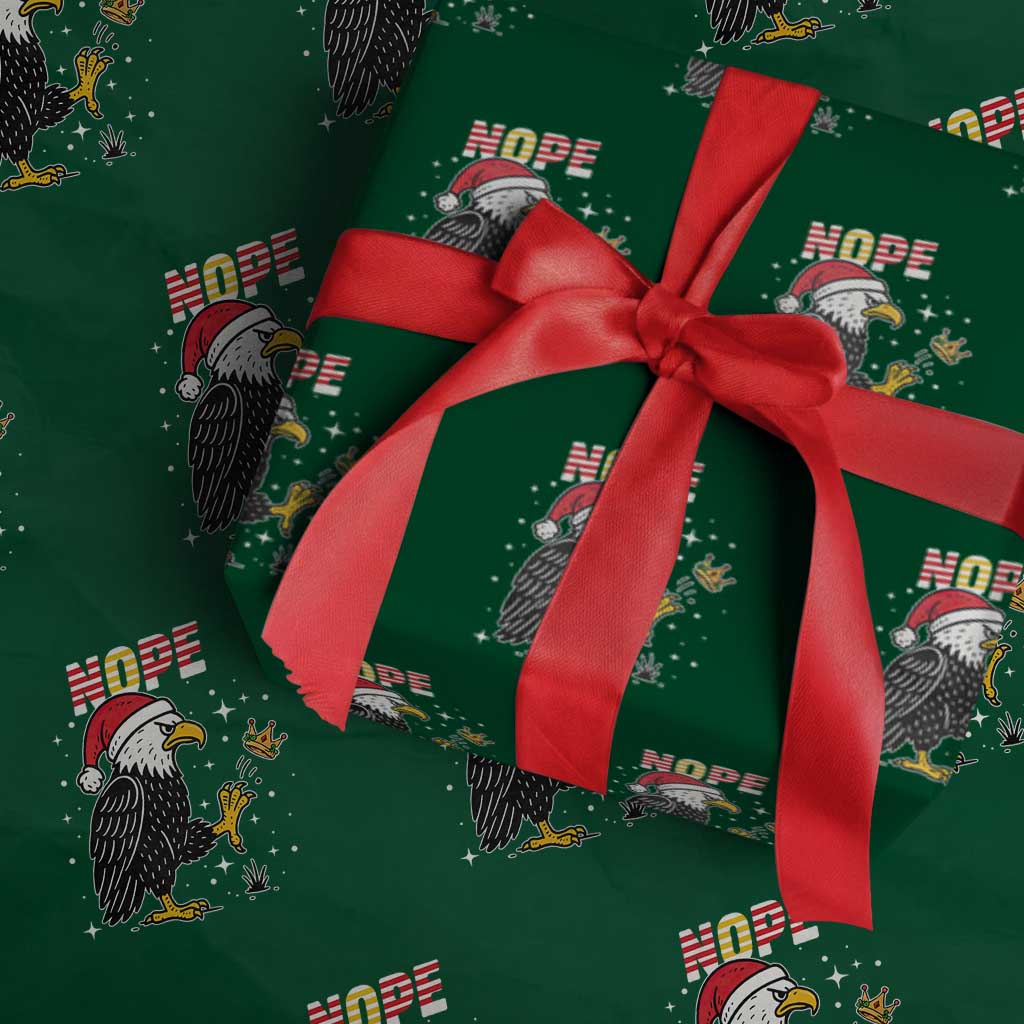 Funny Eagle No Kings In America Xmas 2025 Wrapping Paper Roll TS12 Green Print Your Wear
