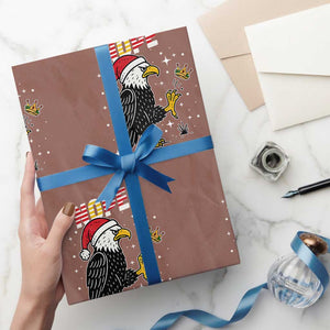 Funny Eagle No Kings In America Xmas 2025 Wrapping Paper Roll TS12 Mocha Print Your Wear