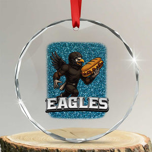 Funny Eagle With Cheesesteak Crystal Glass Ornament Football Glitter Print TS12 Transparent Glass 3'' Circle Print Your Wear