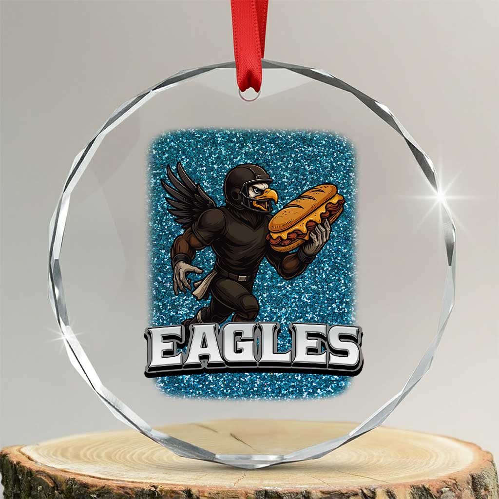 Funny Eagle With Cheesesteak Crystal Glass Ornament Football Glitter Print TS12 Transparent Glass 3'' Circle Print Your Wear