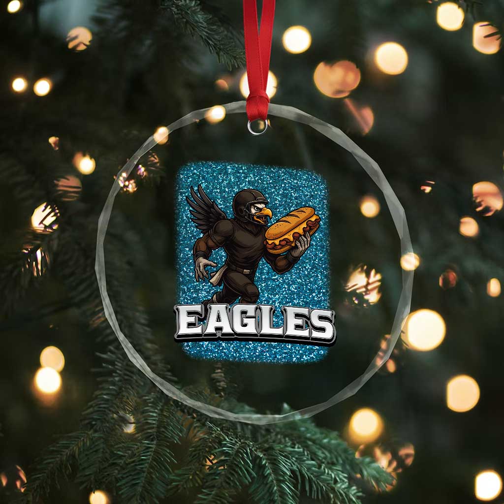 Funny Eagle With Cheesesteak Crystal Glass Ornament Football Glitter Print TS12 Print Your Wear