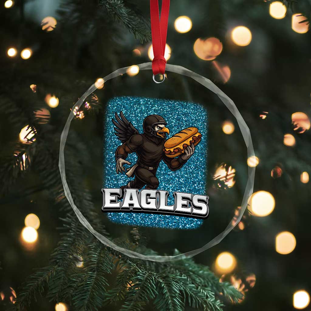 Funny Eagle With Cheesesteak Crystal Glass Ornament Football Glitter Print TS12 Print Your Wear