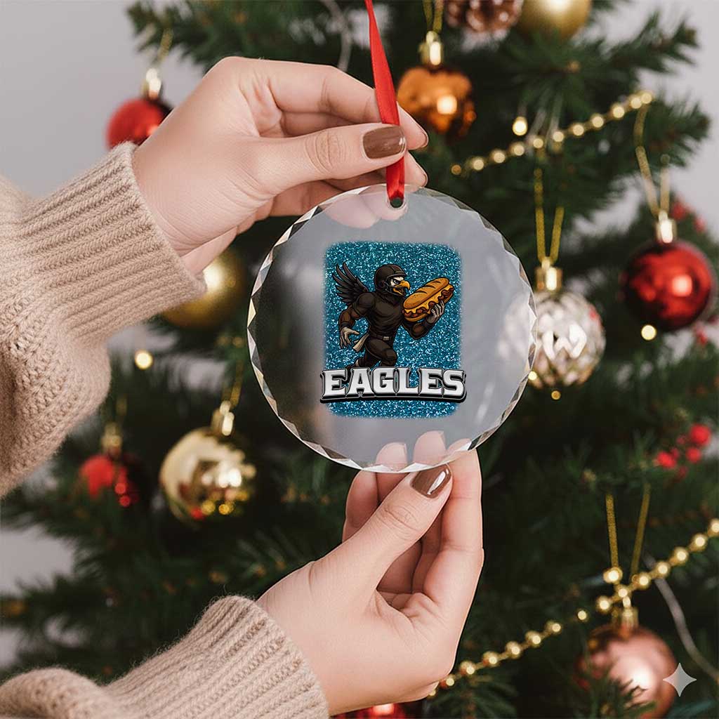 Funny Eagle With Cheesesteak Crystal Glass Ornament Football Glitter Print TS12 Print Your Wear