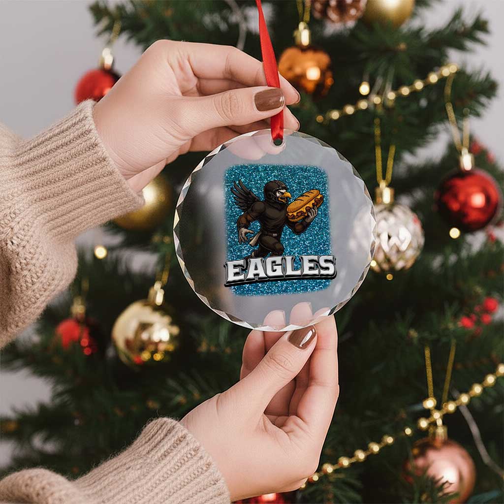 Funny Eagle With Cheesesteak Crystal Glass Ornament Football Glitter Print TS12 Print Your Wear