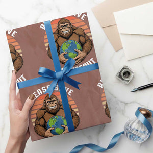 Funny Earth Day Bigfoot Wrapping Paper Roll Please Save My Hideout TS12 Mocha Print Your Wear