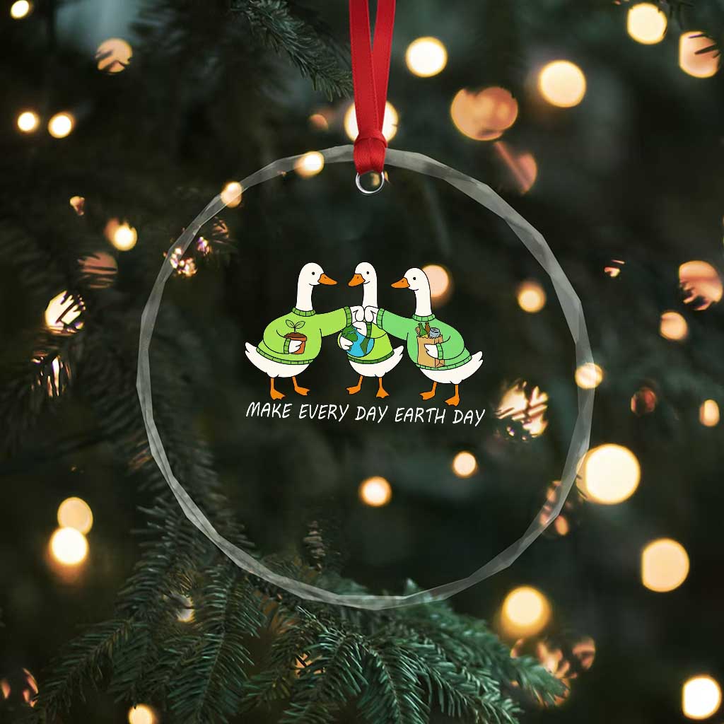Funny Earth Day Crystal Glass Ornament Silly Goose Make Earth Day Every Day TS14 Print Your Wear