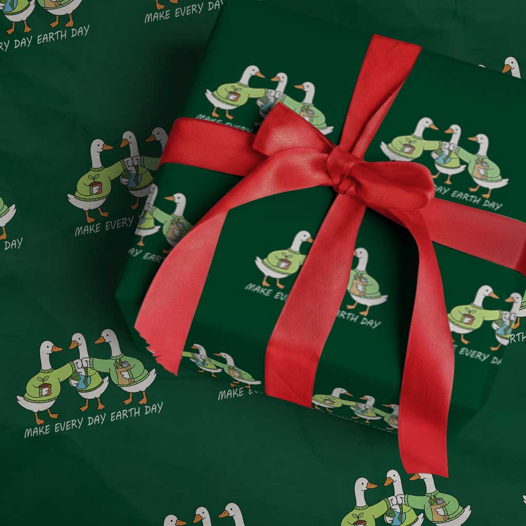 Funny Earth Day Wrapping Paper Roll Silly Goose Make Earth Day Every Day TS14 Green Print Your Wear