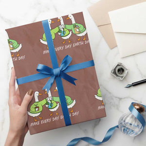 Funny Earth Day Wrapping Paper Roll Silly Goose Make Earth Day Every Day TS14 Mocha Print Your Wear