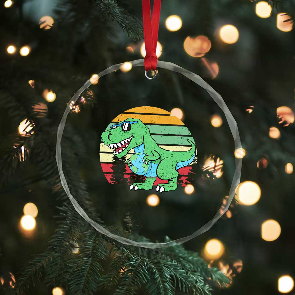Funny Earth Day Dinosaur Lover Crystal Glass Ornament Save The Planet TS12 Print Your Wear