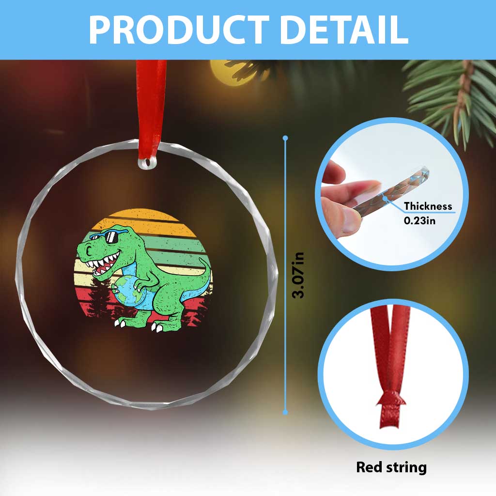 Funny Earth Day Dinosaur Lover Crystal Glass Ornament Save The Planet TS12 Print Your Wear