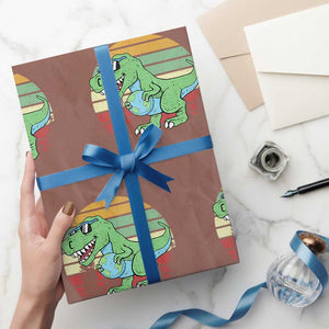Funny Earth Day Dinosaur Lover Wrapping Paper Roll Save The Planet TS12 Mocha Print Your Wear