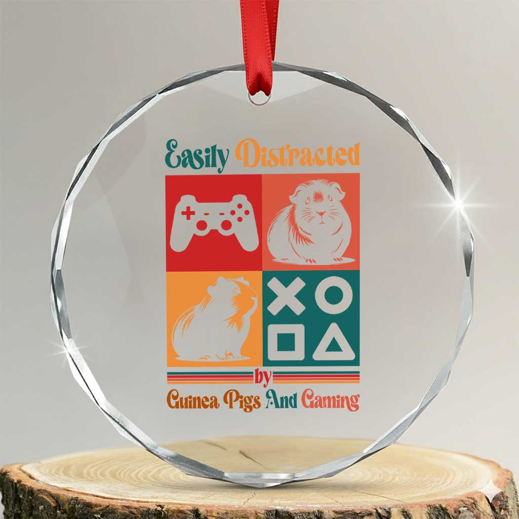 Funny Easily Distracted By Guinea Pigs And Gaming Crystal Glass Ornament Game Lover Gift TS12 Transparent Glass 3'' Circle Print Your Wear