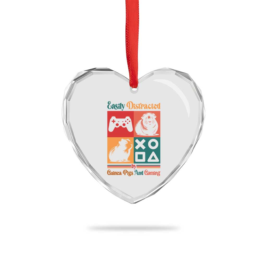Funny Easily Distracted By Guinea Pigs And Gaming Heart Crystal Glass Ornament Game Lover Gift TS12 Print Your Wear