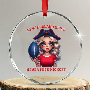 Funny East Coast Football Girl Fan Crystal Glass Ornament NE Girls Never Miss Kickoff TS12 Transparent Glass 3'' Circle Print Your Wear