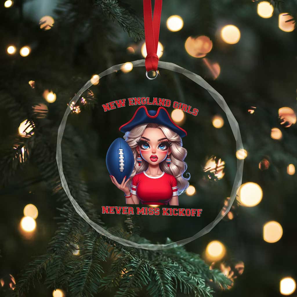 Funny East Coast Football Girl Fan Crystal Glass Ornament NE Girls Never Miss Kickoff TS12 Print Your Wear