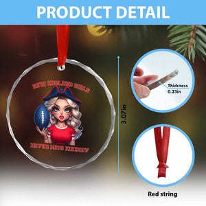 Funny East Coast Football Girl Fan Crystal Glass Ornament NE Girls Never Miss Kickoff TS12 Print Your Wear