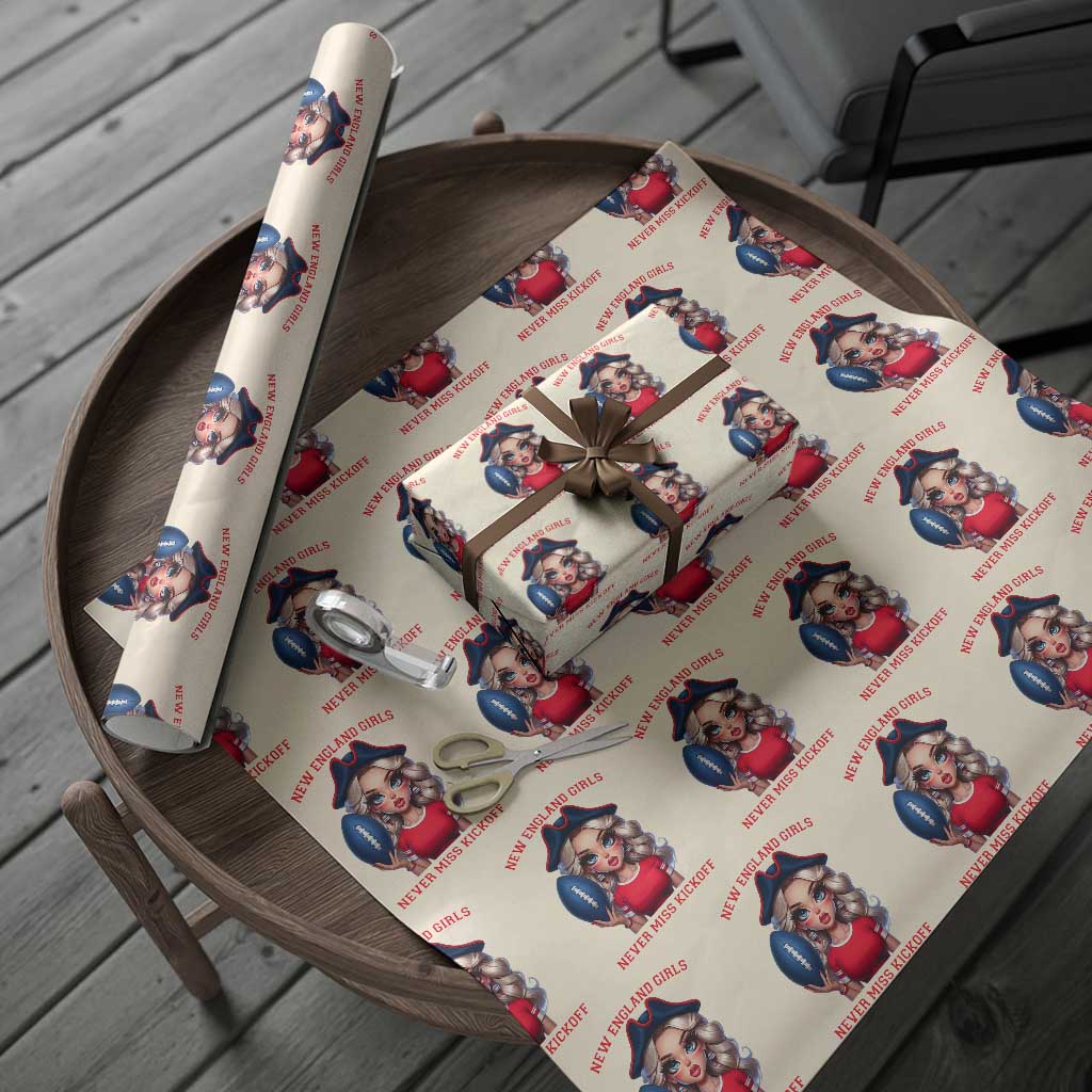 Funny East Coast Football Girl Fan Wrapping Paper Roll NE Girls Never Miss Kickoff TS12 Beige Print Your Wear