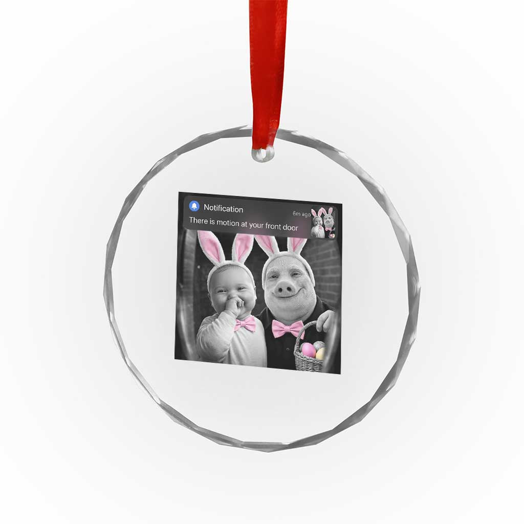 Funny Easter AI Baby with John Pork Meme Crystal Glass Ornament There Is Motion at Your Front Door Notification Humor TS02 Print Your Wear
