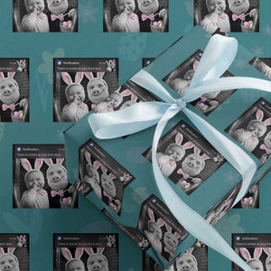 Funny Easter AI Baby with John Pork Meme Wrapping Paper Roll There Is Motion at Your Front Door Notification Humor TS02 Teal Print Your Wear