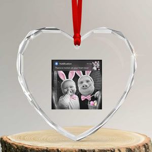 Funny Easter AI Baby with John Pork Meme Heart Crystal Glass Ornament There Is Motion at Your Front Door Notification Humor TS02 Transparent Glass 3'' Heart Print Your Wear