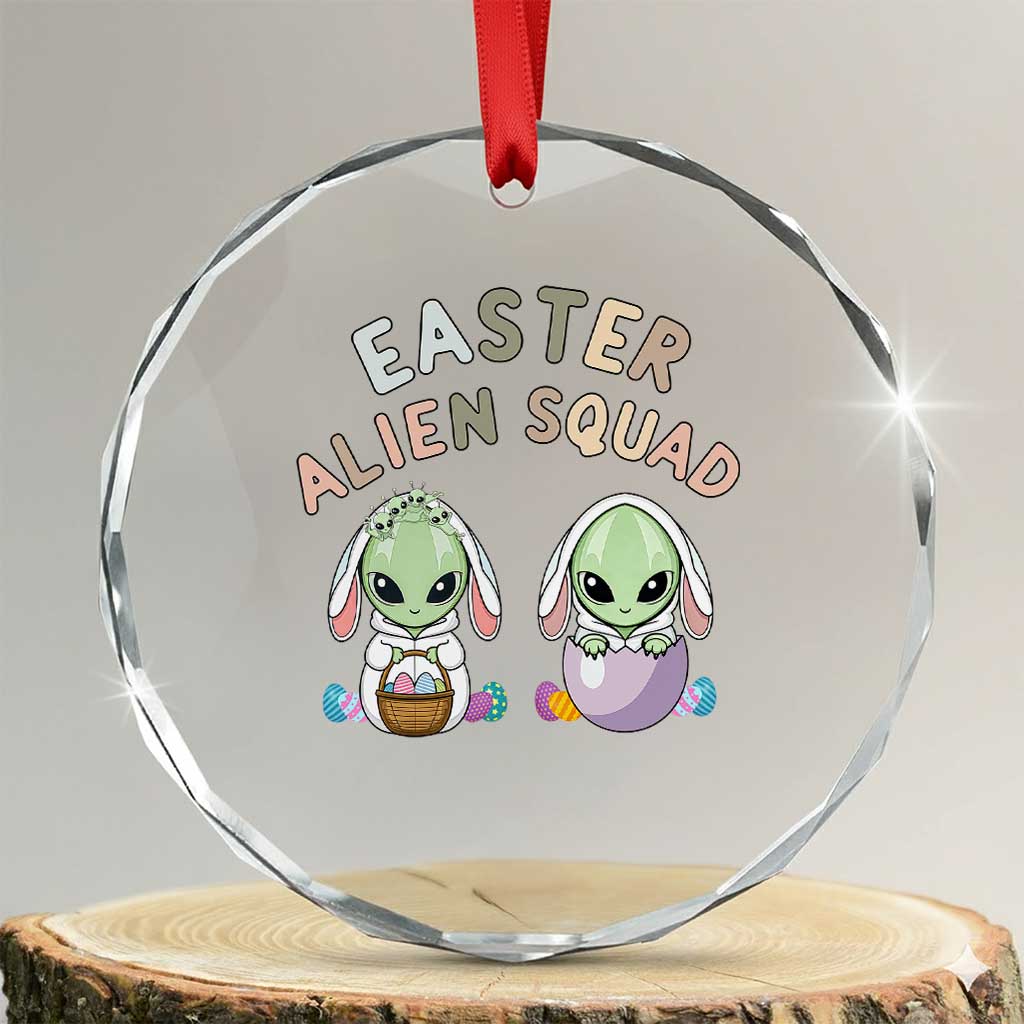Funny Easter Alien Squad Bunny Ears Gift Crystal Glass Ornament TS12 Transparent Glass 3'' Circle Print Your Wear