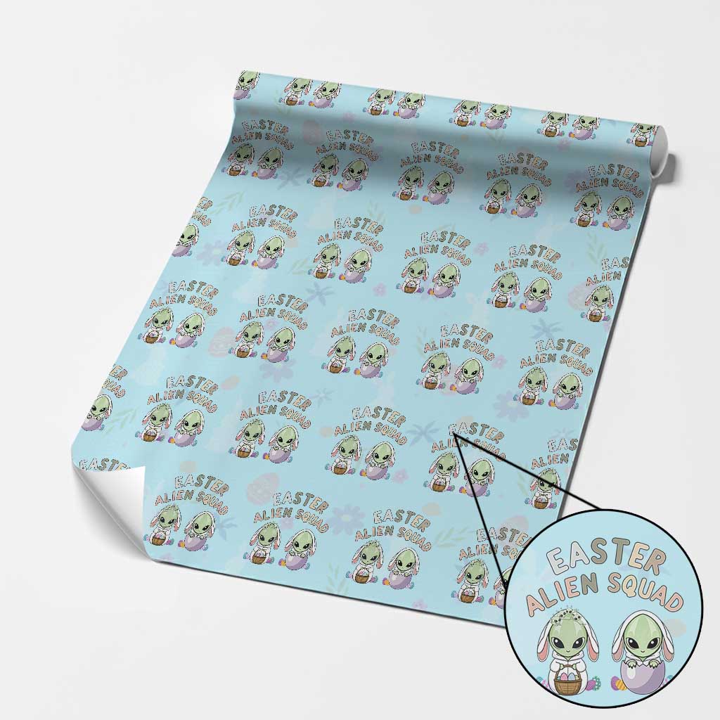 Funny Easter Alien Squad Bunny Ears Gift Wrapping Paper Roll TS12 Light Blue Print Your Wear
