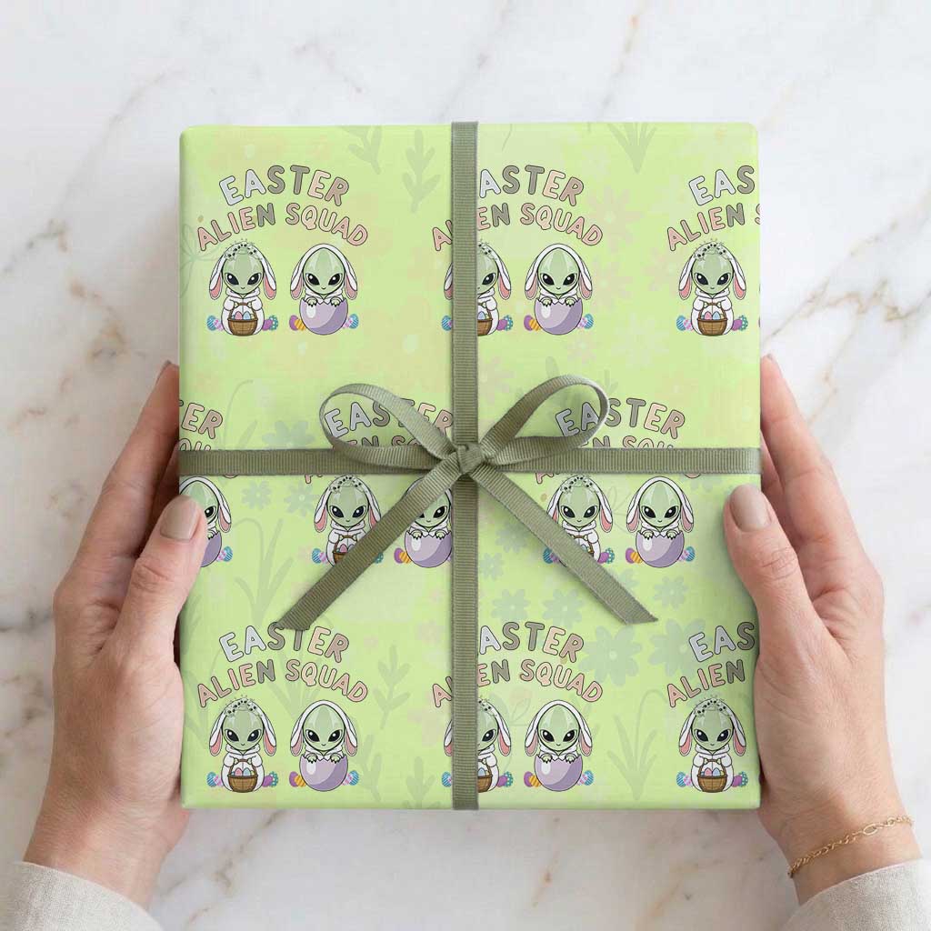 Funny Easter Alien Squad Bunny Ears Gift Wrapping Paper Roll TS12 Lime Print Your Wear