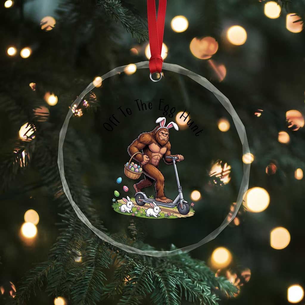 Funny Easter Bigfoot Crystal Glass Ornament Off To The Egg Hunt TS12 Print Your Wear