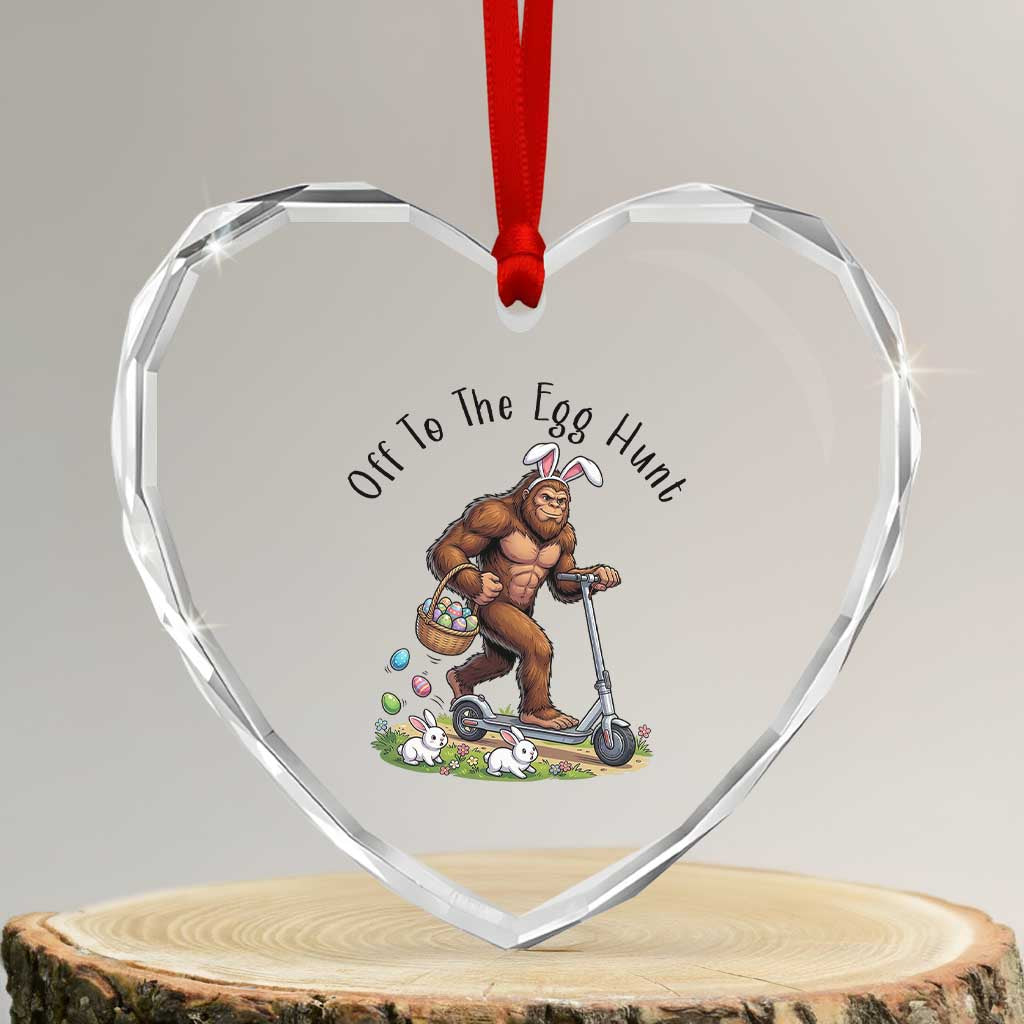 Funny Easter Bigfoot Heart Crystal Glass Ornament Off To The Egg Hunt TS12 Transparent Glass 3'' Heart Print Your Wear