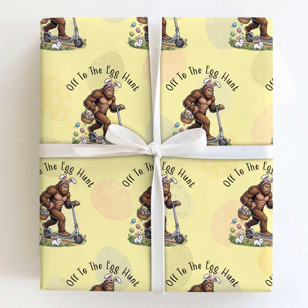 Funny Easter Bigfoot Wrapping Paper Roll Off To The Egg Hunt TS12 Light Yellow Print Your Wear