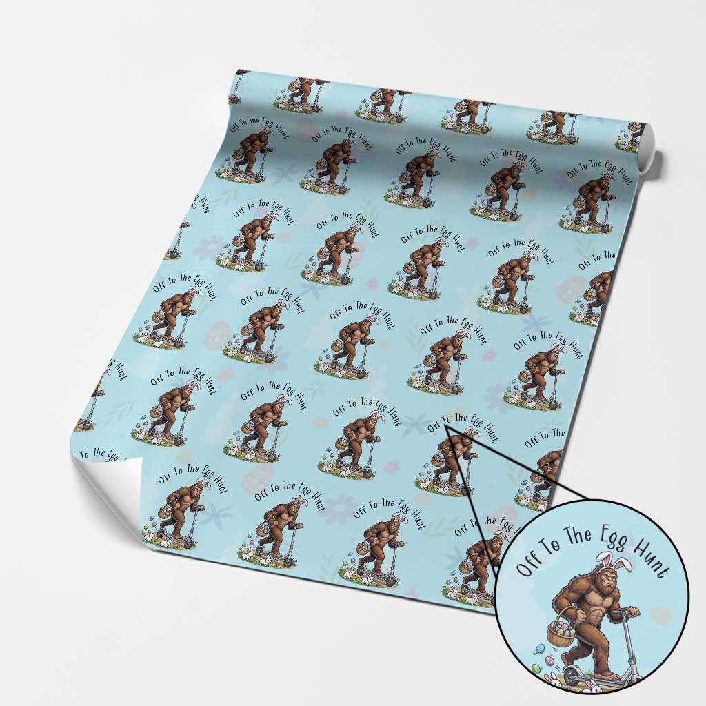 Funny Easter Bigfoot Wrapping Paper Roll Off To The Egg Hunt TS12 Light Blue Print Your Wear