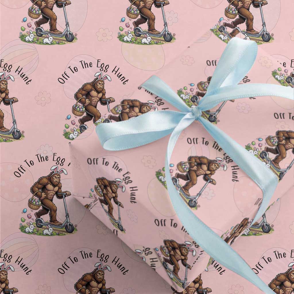 Funny Easter Bigfoot Wrapping Paper Roll Off To The Egg Hunt TS12 Light Pink Print Your Wear