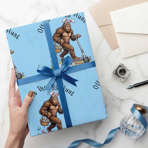 Funny Easter Bigfoot Wrapping Paper Roll Off To The Egg Hunt TS12 Light Blue Print Your Wear