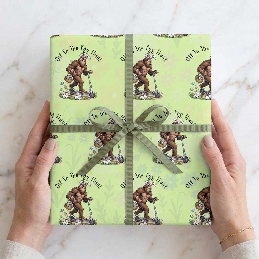 Funny Easter Bigfoot Wrapping Paper Roll Off To The Egg Hunt TS12 Lime Print Your Wear