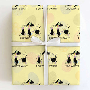 Funny Easter Black Cat Wrapping Paper Roll I Do What I Want TS14 Light Yellow Print Your Wear